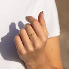 Women Dainty 18K Yellow Gold Vermeil SIlver CZ Geometric Stacking Ring