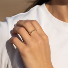 Women Dainty 18K Yellow Gold Vermeil SIlver CZ Geometric Stacking Ring