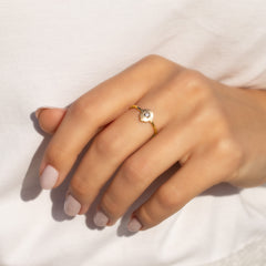 Women Dainty 18K Yellow Gold Vermeil Silver Protection Hamsa Hand Ring