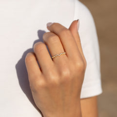 Women Dainty Minimalist 18K Yellow Gold Vermeil Cluster CZ Stacking Ring or Wedding Band