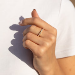 Women Dainty & Elegant 18K Yellow Gold Vermeil Bezel Set CZ Wedding Band