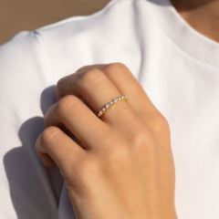 Women Dainty & Elegant 18K Yellow Gold Vermeil Bezel Set CZ Wedding Band