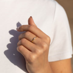 Dainty 18k Yellow Gold Vermeil Silver 3 Stone Oval CZ Promise Ring for Her