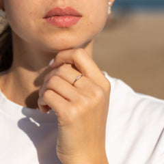 Women Minimalist Dainty 18K Rose Gold Vermeil Silver Oval CZ Promise Ring