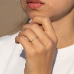 Women Dainty 18K Gold Vermeil Silver CZ Promise Ring of Stacking Ring