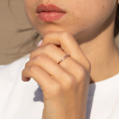 Women Delicate 18K Rose Gold Vermeil Silver CZ Heart Wedding Band