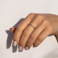 Women Minimalist 18K Rose Gold Vermeil Silver CZ Stacking Ring