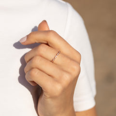 Minimalist 18k Rose Gold Vermeil Half Eternity CZ Wedding Band or Stacking Ring