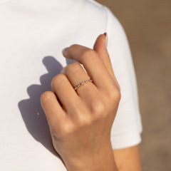 Minimalist 18k Rose Gold Vermeil Half Eternity CZ Wedding Band or Stacking Ring