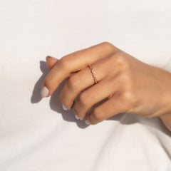 Minimalist 18k Rose Gold Vermeil Half Eternity CZ Wedding Band or Stacking Ring
