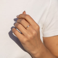 Damen 18 Karat Roségold Vermeil Silber Solitär Zirkonia Evil Eye Schutzring