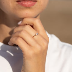 Damen 18 Karat Roségold Vermeil Silber Solitär Zirkonia Evil Eye Schutzring
