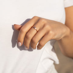 Damen 18 Karat Roségold Vermeil Silber Solitär Zirkonia Evil Eye Schutzring