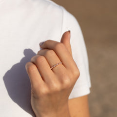 Dainty Minimalist 18k Rose Gold Vermeil Silver CZ Cluster Wedding Band for Her
