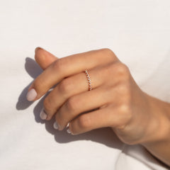 Dainty Minimalist 18k Rose Gold Vermeil Silver CZ Cluster Wedding Band for Her
