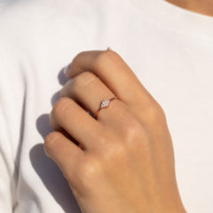 Women Dainty 18k Rose Gold Vermeil Silver CZ Promise Ring for Her