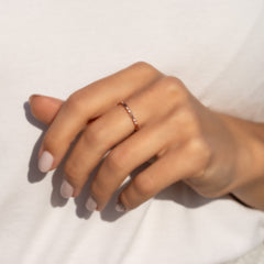 Minimalist Delicate 18k Rose Gold Vermeil Silver CZ Stackable Wedding Band