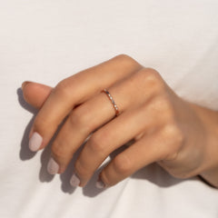 Minimalist Delicate 18k Rose Gold Vermeil Silver CZ Stackable Wedding Band