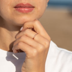 Minimalist Delicate 18k Rose Gold Vermeil Silver CZ Stackable Wedding Band