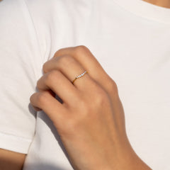 Women Dainty 18K Yellow Gold Vermeil Silver Chevron Wedding Band, Curved Stacking Ring