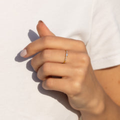Dainty Minimalist 18k Yellow Gold Vermeil Silver Baguette CZ Promise Ring for Her