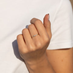 Dainty Minimalist 18k Yellow Gold Vermeil Silver Baguette CZ Promise Ring for Her