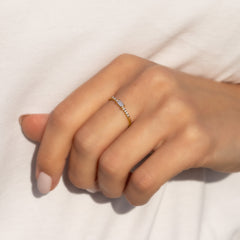 Dainty Minimalist 18k Yellow Gold Vermeil Silver Baguette CZ Promise Ring for Her