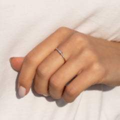 Minimalist Dainty 18K Rose Gold Vermeil Baguette CZ Engagement Ring