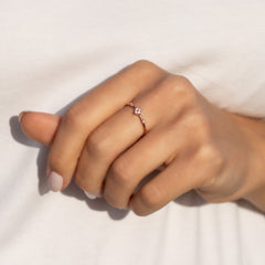 Dainty Minimalist 18K Rose Gold Vermeil Silver Clover CZ Promise Ring for Her