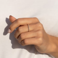 Women Dainty & Elegant 18K Yellow Gold Vermeil Silver Half Eternity Bezel Set CZ Wedding Band
