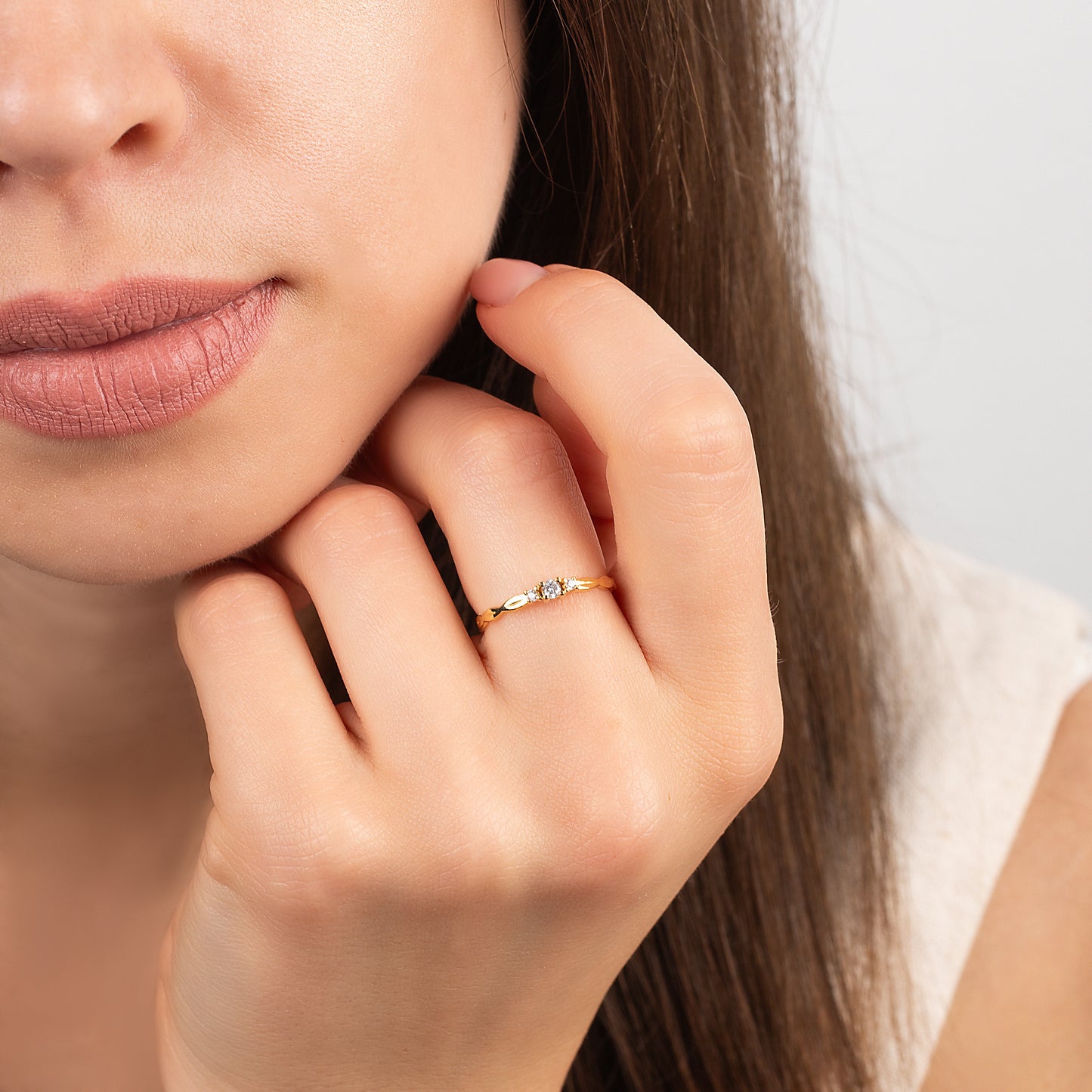 Minimalist and Elegant Twisted Promise 18k Yellow Gold Vermeil Ring