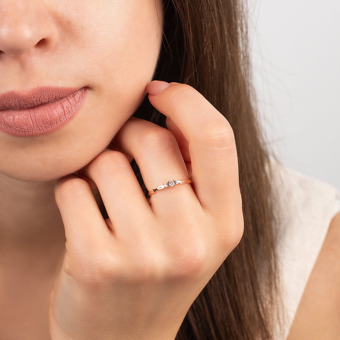 Delicate & Elegant Promise 18k Rose Gold Vermeil Knot Ring for Her