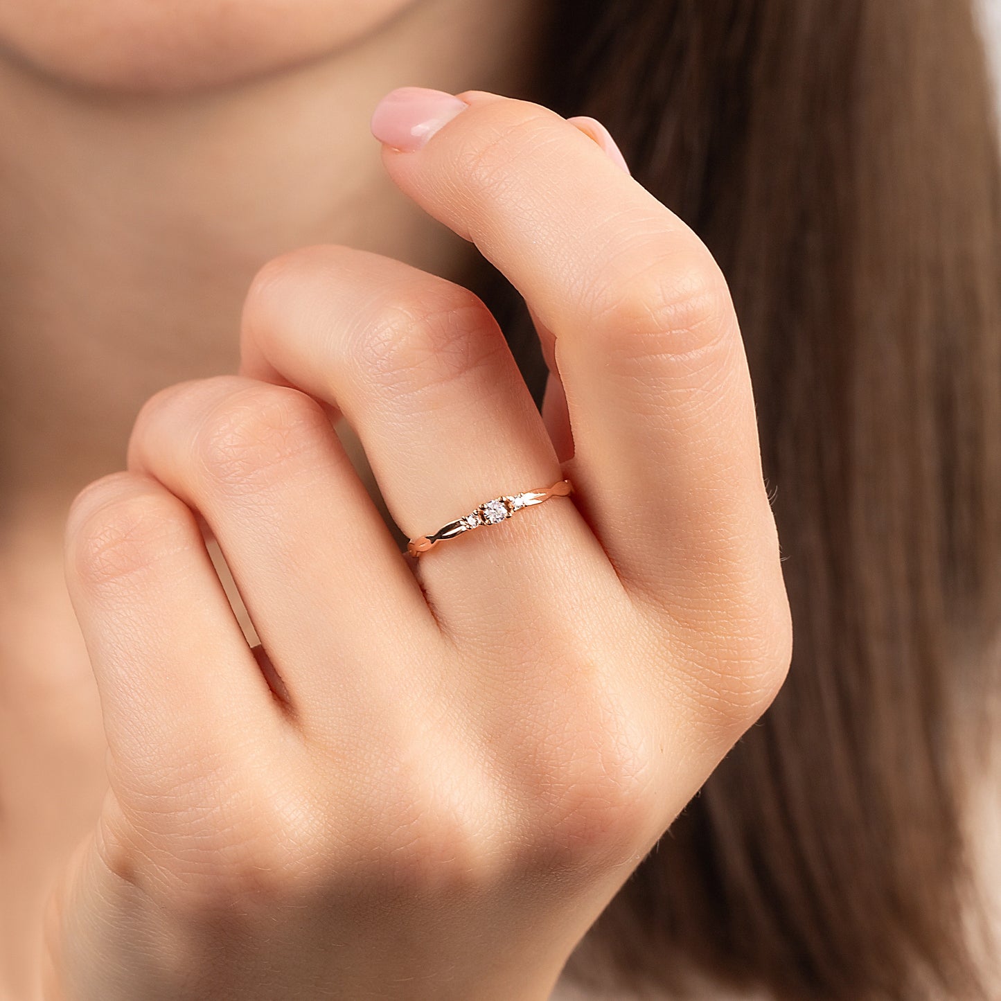 Delicate & Elegant Promise 18k Rose Gold Vermeil Knot Ring for Her