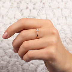 Cluster Engagement 18k Rose Gold Vermeil Cubic Zirconia Ring