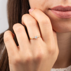 Cluster Engagement 18k Yellow Gold Vermeil Cubic Zirconia Ring