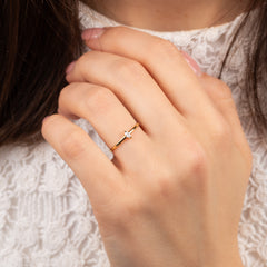 Minimalist Dainty 18k Yellow Gold Vermeil Marquise CZ Promise Ring