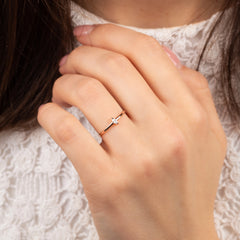 Unique Minimalist Delicate Marquise CZ 18k Rose Gold Vermeil Promise Ring