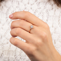 Halo 18k Rose Gold Vermeil Cubic Zirconia Engagement Ring for Woman