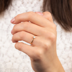 Minimalist Heart 18k Yellow Gold Vermeil Promise Ring for Her with Cubic Zirconia