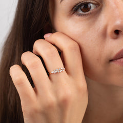 Unique 18k Rose Gold Vermeil Marquise Cubic Zirconia Cluster Ring for Her