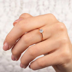 Elegance Solitaire 18k Rose Gold Vermeil Brilliant-Cut Cubic Zirconia Engagement Ring