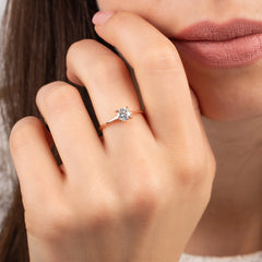 Elegance Solitaire 18k Rose Gold Vermeil Brilliant-Cut Cubic Zirconia Engagement Ring