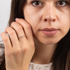 Delicate Half Eternity 18k Yellow Gold Vermeil Wedding Band with Cubic Zirconia