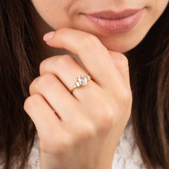 Art Deco Style 18k Yellow Gold Vermeil Oval Baguette Square Engagement Ring with Cubic Zirconia