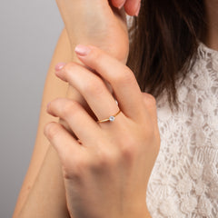 Minimalist 18k Yellow Gold Vermeil Solitaire Cubic Zirconia Engagement Ring