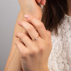 Delicate and Minimalist 18k Rose Gold Vermeil Solitaire Cubic Zirconia Engagement Ring