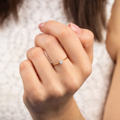 Minimalist 18k Yellow Gold Vermeil Solitaire Cubic Zirconia Engagement Ring