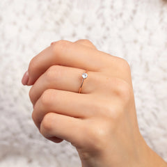 Delicate and Minimalist 18k Rose Gold Vermeil Solitaire Cubic Zirconia Engagement Ring