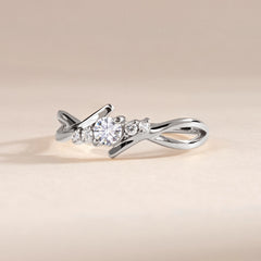 Dainty 18k White Gold Diamond Twisted Engagement Ring