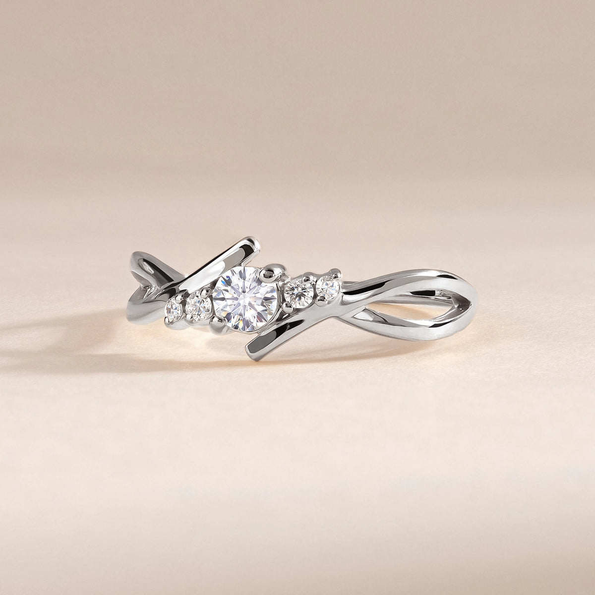 Serena White Gold Moissanite Twist Ring